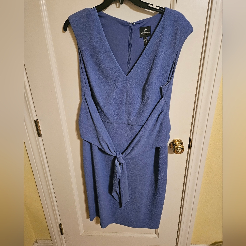 Adrianna Papell Blue Sleeveless Dress With Tie Wrap In The Front 18W